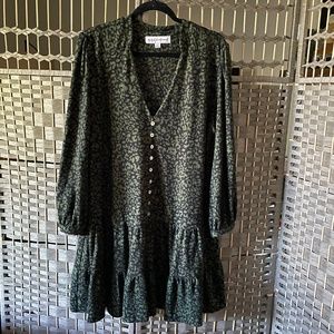 Green Leopard Mini Dress-Plus Size